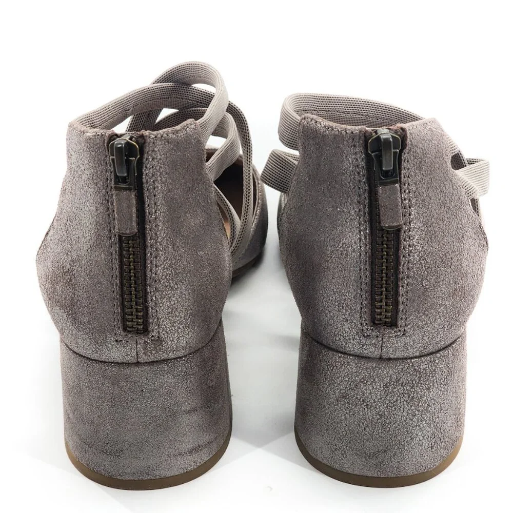 EILEEN FISHER NWOB $195‎ Juku Silver Grey Block Heal Pumps In Mica Zip